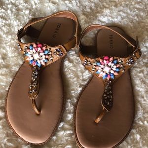 Torrid Tan multi color stone Sandals